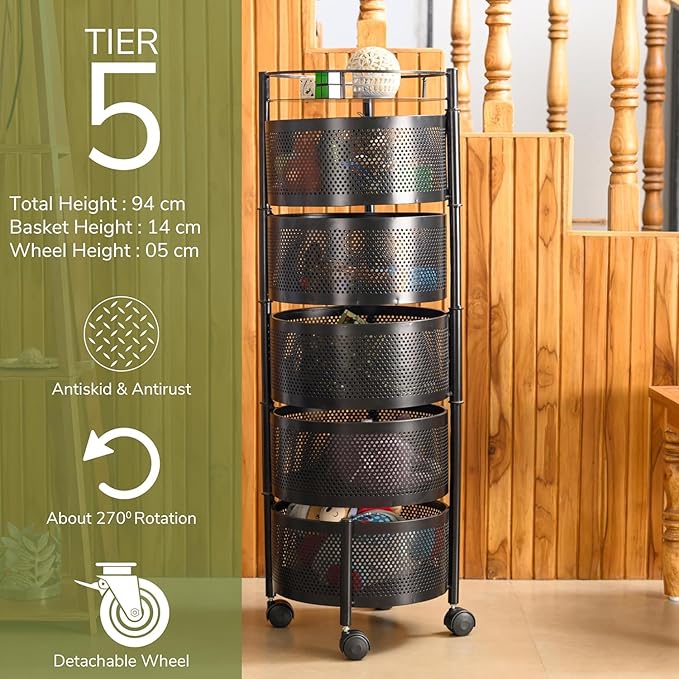 Rotating Kitchen Storage Trolley