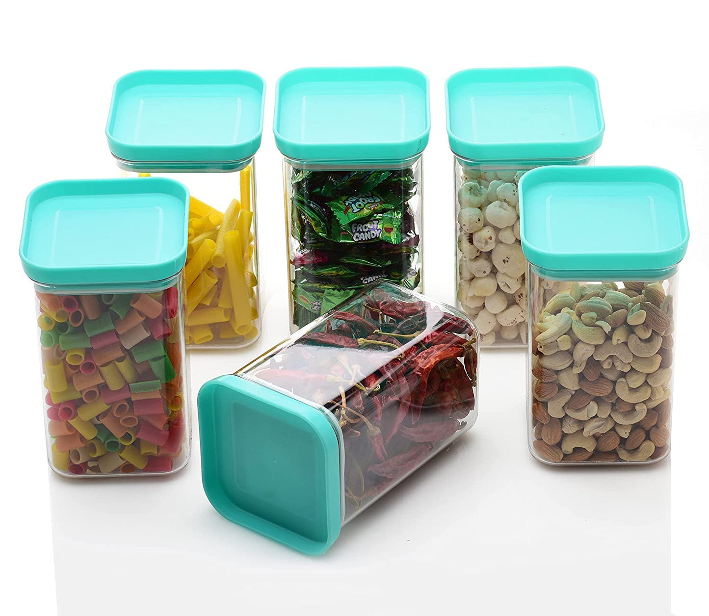 Airtight Square Kitchen Storage Containers with Blue Lid (1100ml)