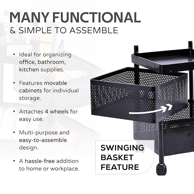 Multipurpose Rotating Kitchen Storage Trolley