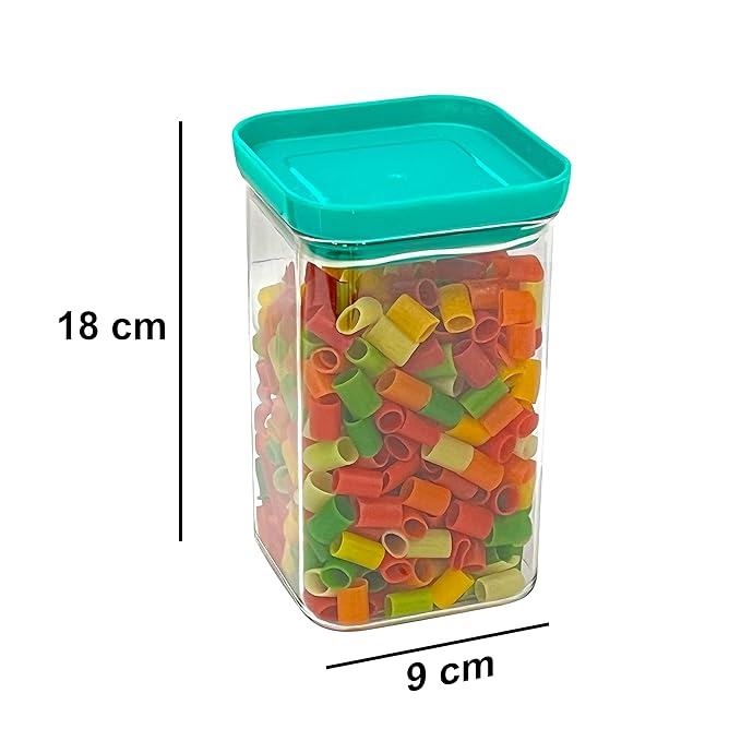 Airtight Square Kitchen Storage Containers with Blue Lid (1100ml)