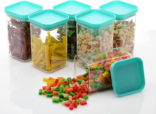 Airtight Square Kitchen Storage Containers with Blue Lid (1100ml)